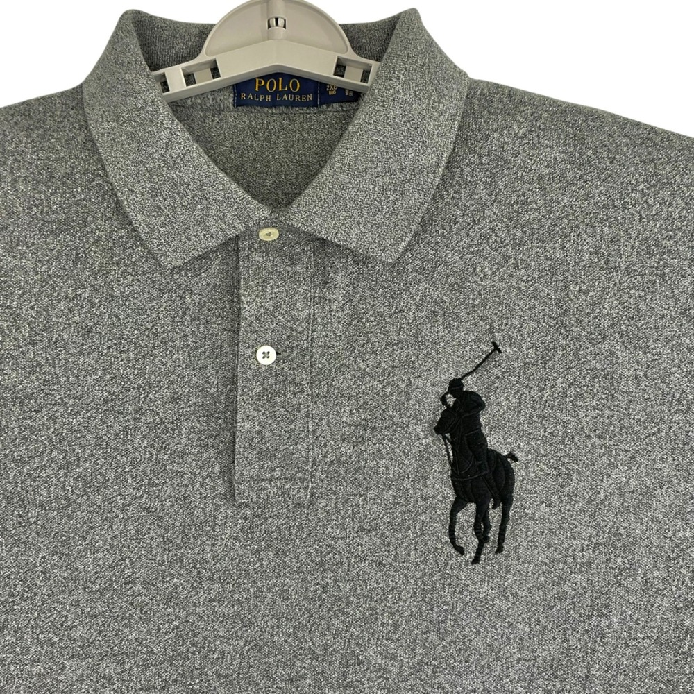 Polo Ralph Lauren Men's 2XB Big Pony Gray Polo‎ Shirt Black Logo Big & Tall